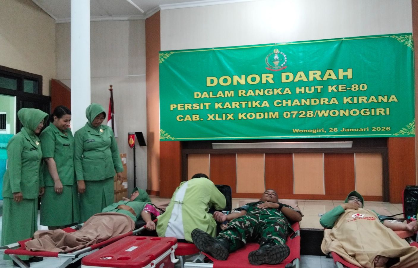 Donor darah HUT ke-80 Persit KCK Kodim 0728 Wonogiri
