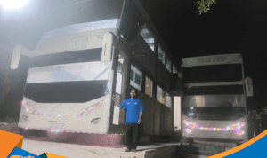 Penampakan depan Rumah Bus Wonogiri mirip Agra Mas.