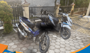 Kondisi motor Honda Beat dan Yamaha F1ZR ringsek di Wonogiri.
