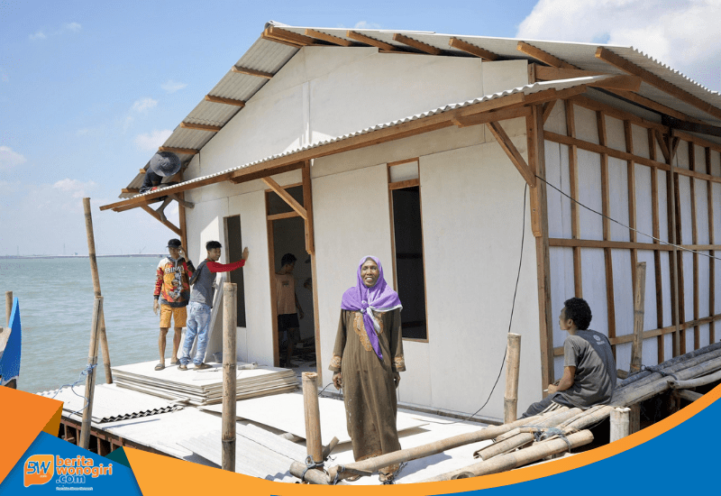 Penampakan rumah apung bantuan Pemprov Jateng di pesisir Demak.