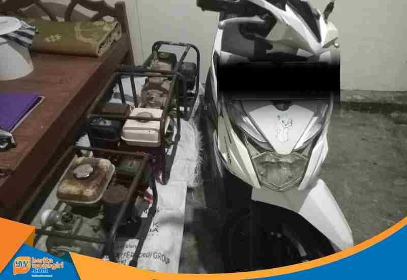 Barang bukti tiga mesin diesel curian di Polsek Wuryantoro.