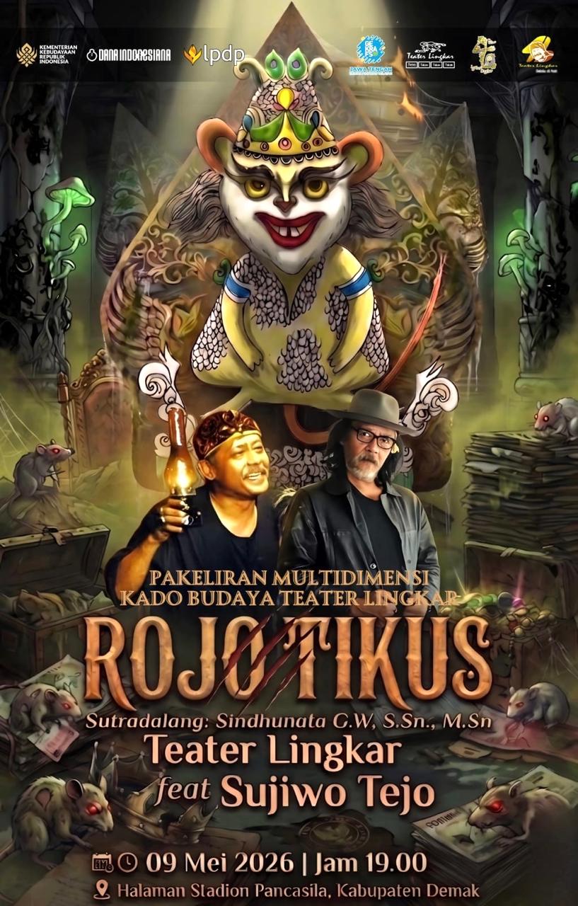 Poster resmi pementasan Rojo Tikus Teater Lingkar di Demak.