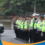 Kabag Ops Polres Wonogiri Kompol Agus Syamsudin memimpin apel pengamanan PSHT Wonogiri.