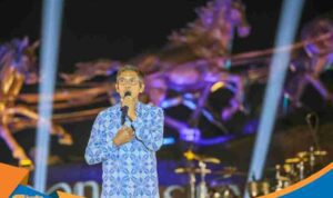 Sekda Jateng Sumarno memberikan sambutan di panggung Hari Jadi Boyolali.